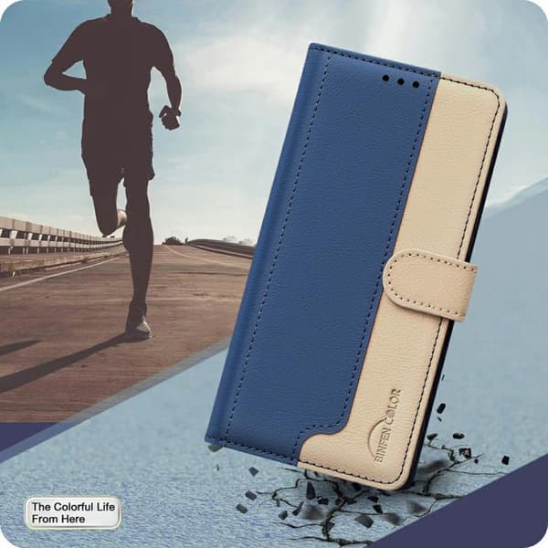 iPhone 18 Pro Max / iPhone 17 Pro Max Skal Läderfodral med Färgmatchning och RFID Antistöld Blå