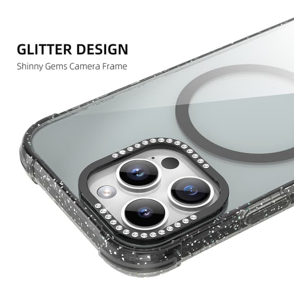 iPhone 16 Pro Max Mutural Blink Series Glittrande Kant MagSafe Magnetisk Skal Blå