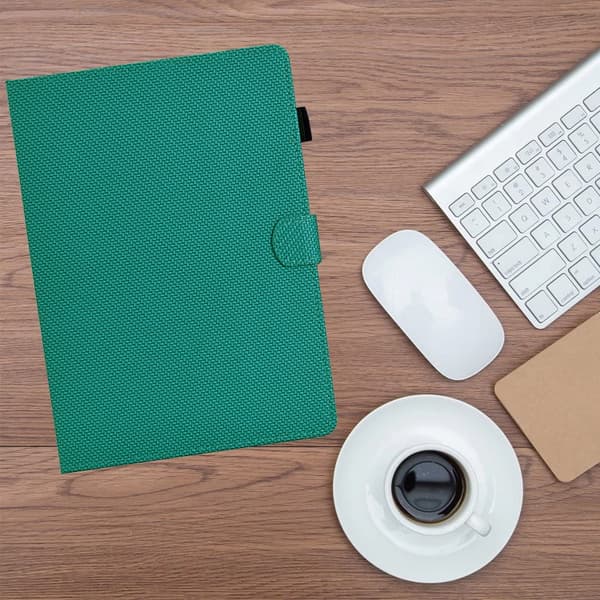 iPad mini 2024 / mini 6 Skal i Läder med Solid Färg och Fibertextur Sjön Grön