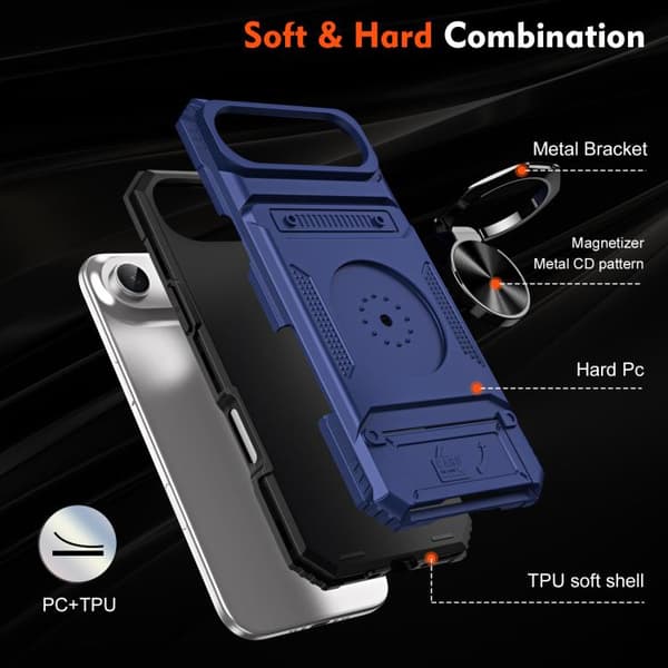 iPhone 17 Air Skal TPU+PC Stötsäker med Metallringhållare Blå