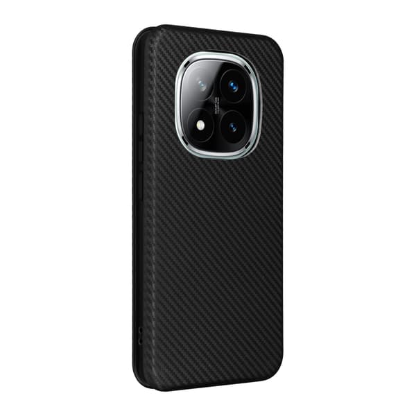 Redmi Note 14 Pro 4G Global - Flip Läderfodral med Kolfibertextur Svart