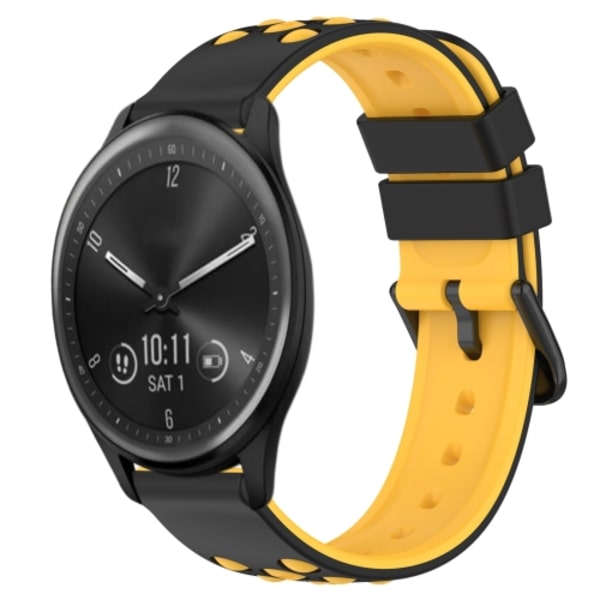 För Garmin Vivomove Sport 20 mm tvåfärgad porös watch Black-Yellow