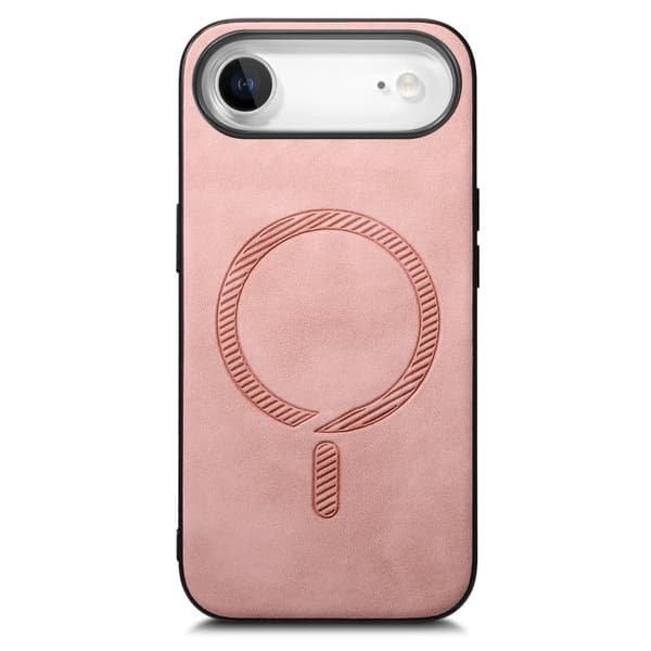 iPhone 17 Air Skal - Solid Color Retro med MagSafe PU Baksida Rosa