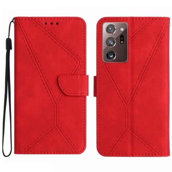 Samsung Galaxy Note20 Ultra Skal i Stitchat Prägling Läder Röd