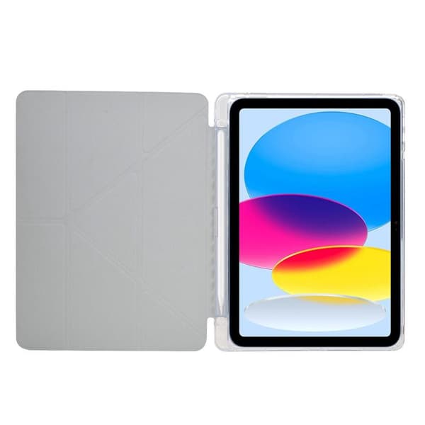 iPad 11 11:e generation / 10.9 10:e generation 2022/2025 Y-Fold Klar Akryl Glitter Smart Läder Fodral Silver