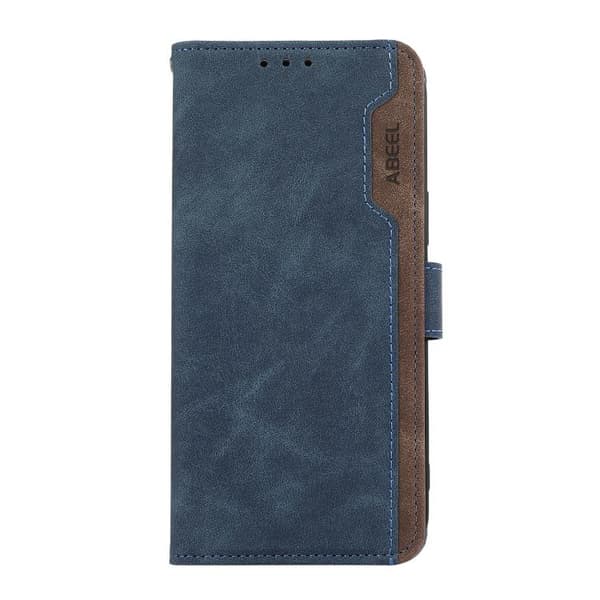 Redmi Note 14 4G - ABEEL Färgblock Magnetisk RFID Läderfodral Blåbrun