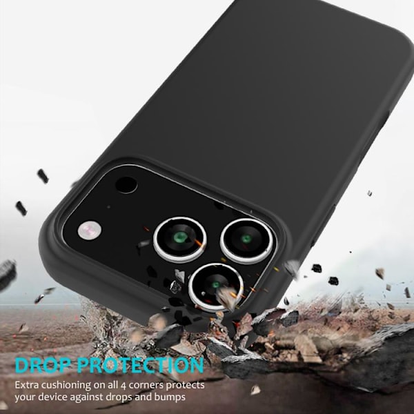 iPhone 17 Pro Skal - Solid Färg Silikon Svart