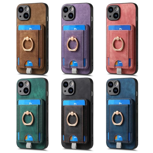 iPhone 16 Pro Max Retro Delbart Magnetisk Kortväska Läder Skal Svart