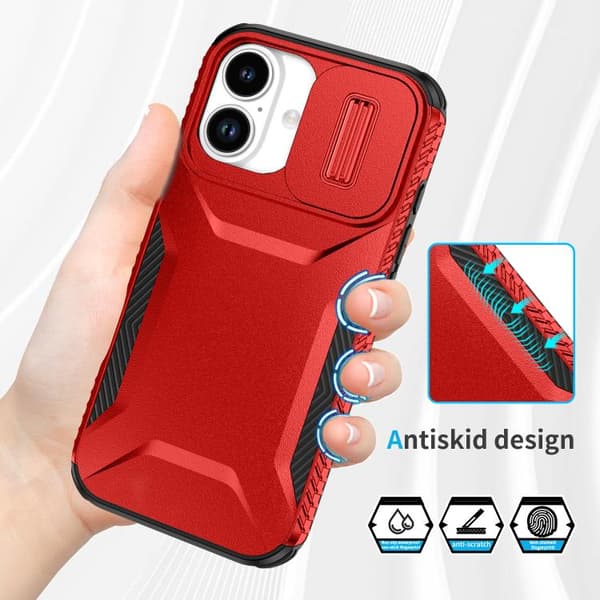 iPhone 17 Skal med Glidande Camshield Röd