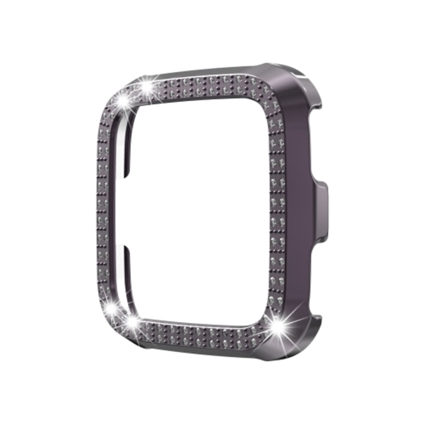För Fitbit versa / versa lite PC Double-Row Diamond-Encrusted Protective Shell Gray