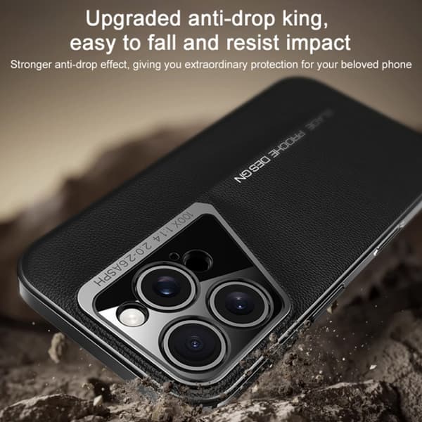iPhone 16 Pro Max Fodral J-20 Läder Skyline Design - Full Coverage Skal Vit