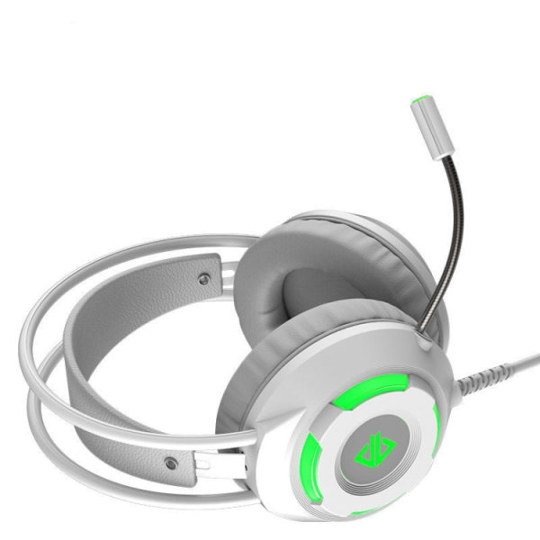 Ajazz AX120 7.1-kanals datorspelheadset med hörlurar för lyssnande och positionering, superbas med mikrofon Vit