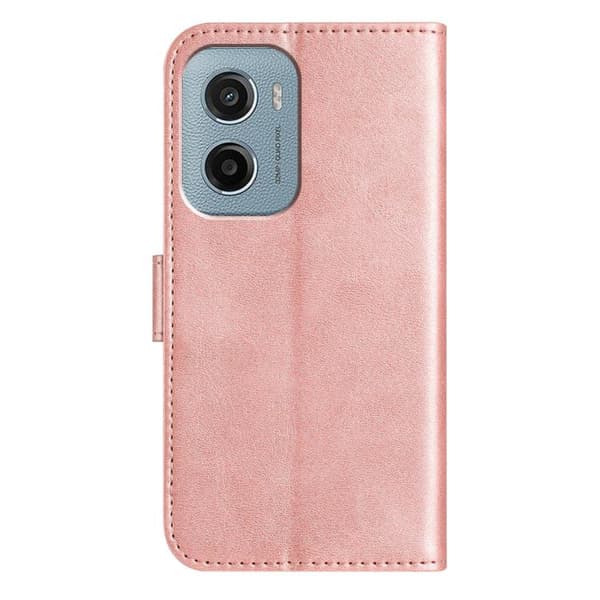 Motorola Moto E15 Skal - Dubbelvikt S-formad Läderfodral Roséguld