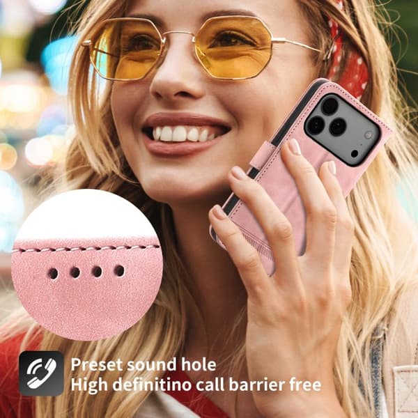 iPhone 18 Pro Max / iPhone 17 Pro Max Skal läderfodral Dierfeng Dream Line TPU Hybrid Rosa