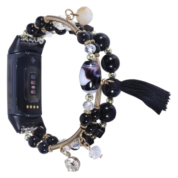 För Fitbit Versa 3 / Sense Round Bead Chain Watch Band Black
