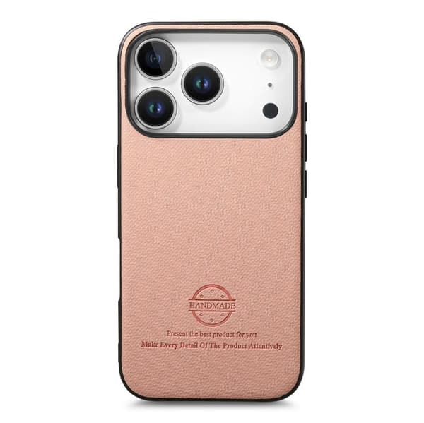 iPhone 18 Pro Max / iPhone 17 Pro Max Twill Fabric Läder Skal Rosa
