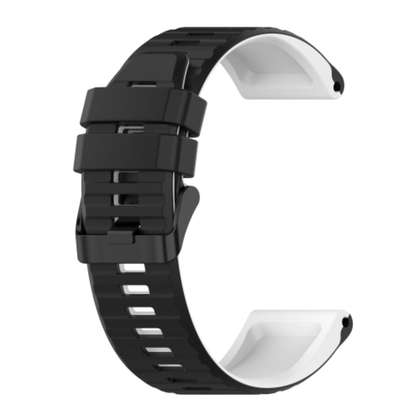För Garmin Instinct 22mm Silikon Mixing Color Watch Band Black-white