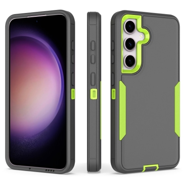 Samsung Galaxy S25 / S24 5G Skal 2 i 1 Magnetisk PC Hybrid TPU Grå och fluorescerande grön