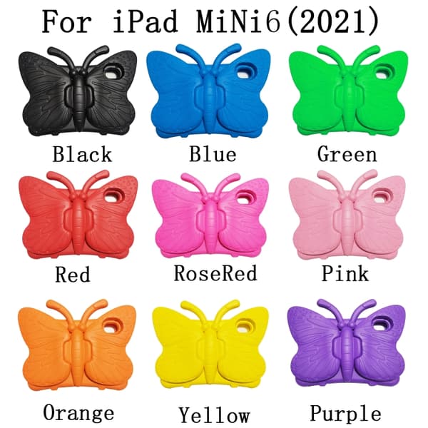 iPad mini 6 / mini 2024 Skal med Butterfly Bracket EVA Stötsäker Design Röd