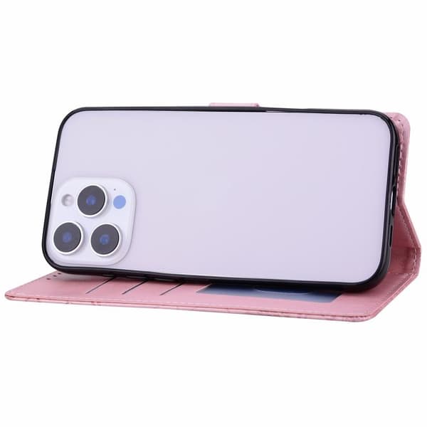 Redmi Note 14 5G - Prägad Blommönster Läderfodral Rosa