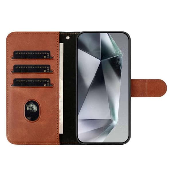 iPhone 18 Pro Max / iPhone 17 Pro Max Skal läderfodral - dubbelvikt S-form Kaffe