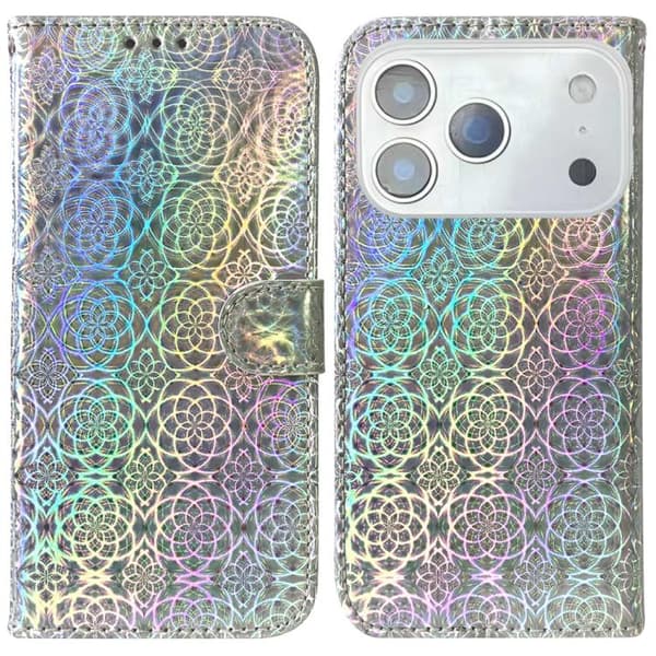 iPhone 18 Pro Max / iPhone 17 Pro Max Skal Läderfodral med Färgglad Magnetspänne Silver
