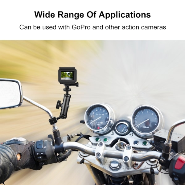 Motorcykelhållare backspegel fast montering för GoPro och andra actionkameror