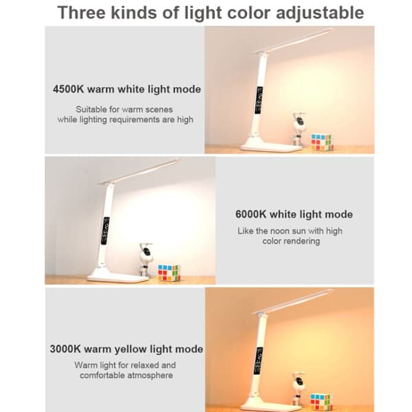 LED Intelligent Digital Display Fällbar Skrivbordslampa - Laddning 2000mAh