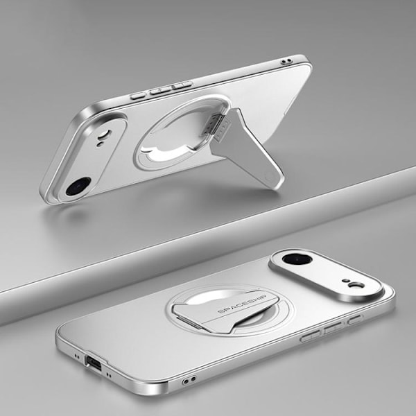iPhone 17 Air Skal med MagSafe Fällbart Ställ Silvervit