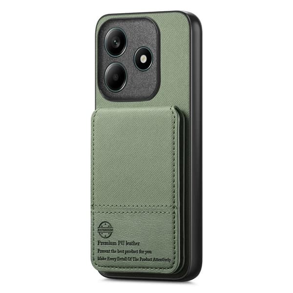 Redmi Note 14 5G - Vertikal Flip RFID Kortväska i Twill Läder Grön