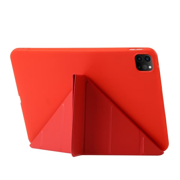 iPad Pro 13 2024 TPU Deformationsfodral i Läder med Hållare Röd