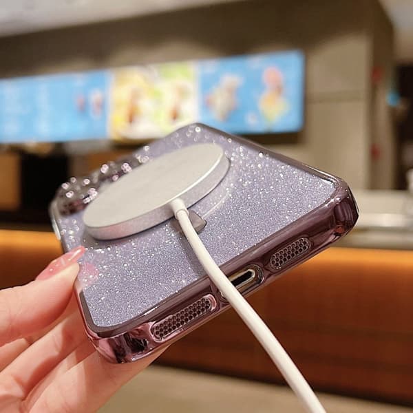iPhone 16 Pro Glitter Electropläterad MagSafe TPU Skal Roséguld