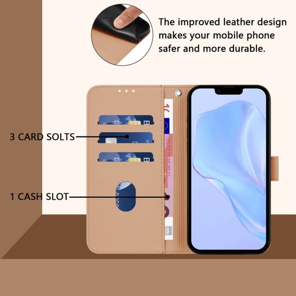iPhone 16 Pro Skal Solid Färg med Lanyard - Läderfodral Naken
