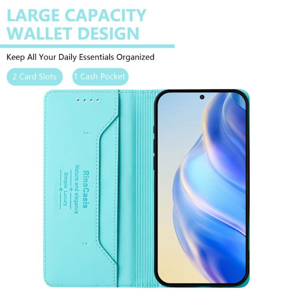 Redmi Note 14 Pro 4G RC01 - Dubbelvikts Magnetisk RFID Läderfodral Mintgrön