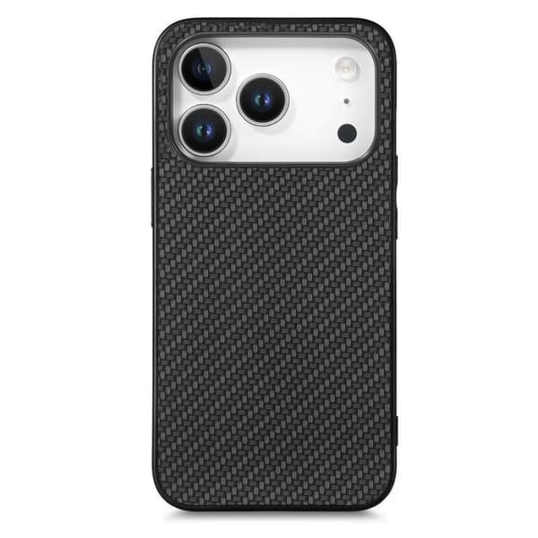 iPhone 17 Pro Max Skal - kolfibertextur och läder Svart