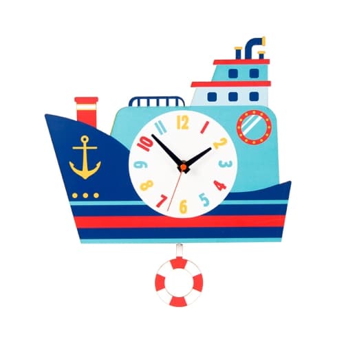 Cartoon Shake Väggklocka Barnrum Dekoration Väggklocka (Segelbåt)