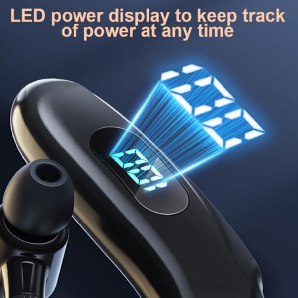Q20 Bluetooth 5.2 Business Digital Display Sports Earhook Stereo Hörlurar Svart