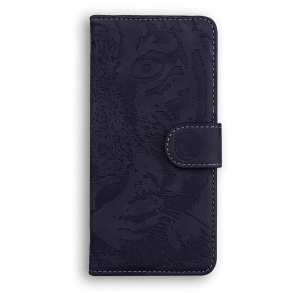 iPhone 18 Pro / iPhone 17 Pro Skal läderfodral med tigerprägling Svart