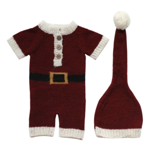 Nyfödd Fotografering Kläder Jul Tema Modellering Mohair Mössa + Overall Dräkt Pojke
