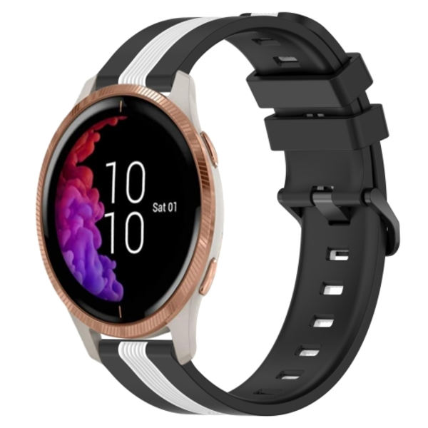 För Garmin Venu 20 mm vertikalt tvåfärgat watch Black-White
