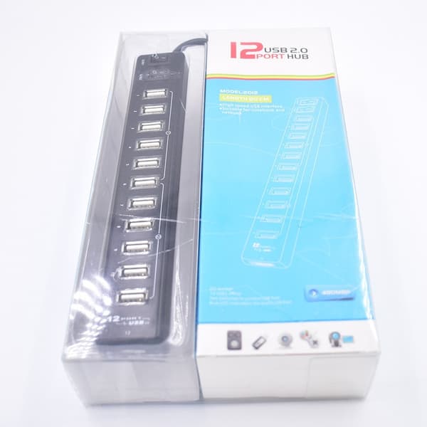 12-Port USB 2.0 Hub för Bärbara Datorer / Netbooks (Svart)
