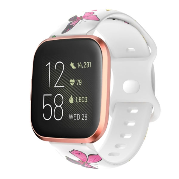 För Fitbit Versa Printing Butterfly Buckle Silicone Watch Band Colorful Butterflies