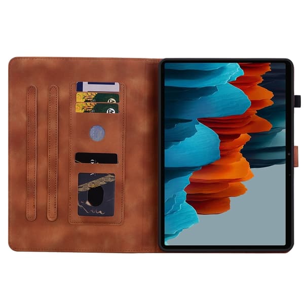 Samsung Galaxy Tab S7/S8 Lily Prägad Läderfodral Brun