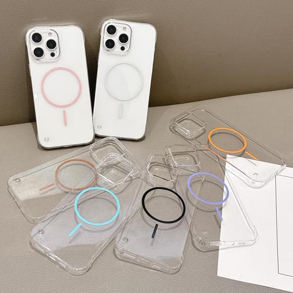 iPhone 16 Pro Halvram Transparent PC MagSafe Skal Rosa