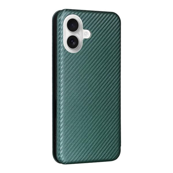 iPhone 17 Skal läderfodral - kolfibertextur Grön