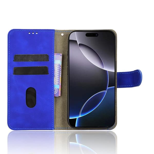 iPhone 18 Pro Max / iPhone 17 Pro Max Skal läderfodral med magnetisk flip Blå
