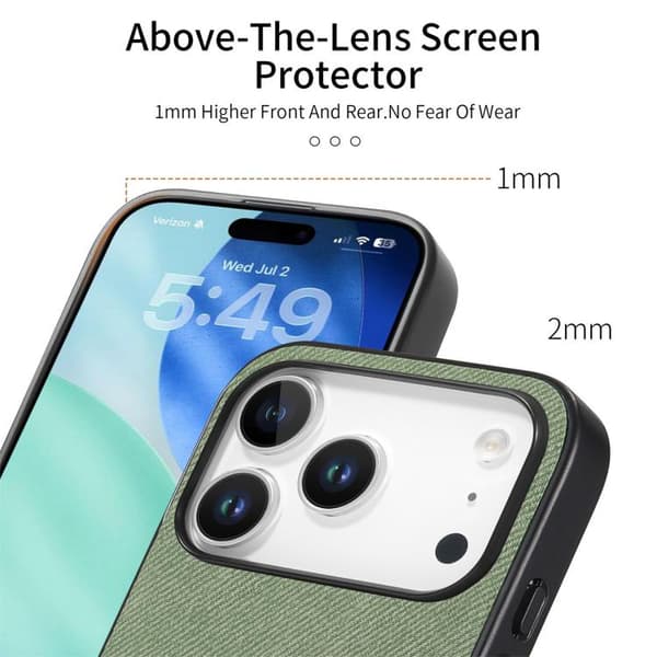 iPhone 18 Pro Max / iPhone 17 Pro Max Twill Fabric Läder Skal Grön