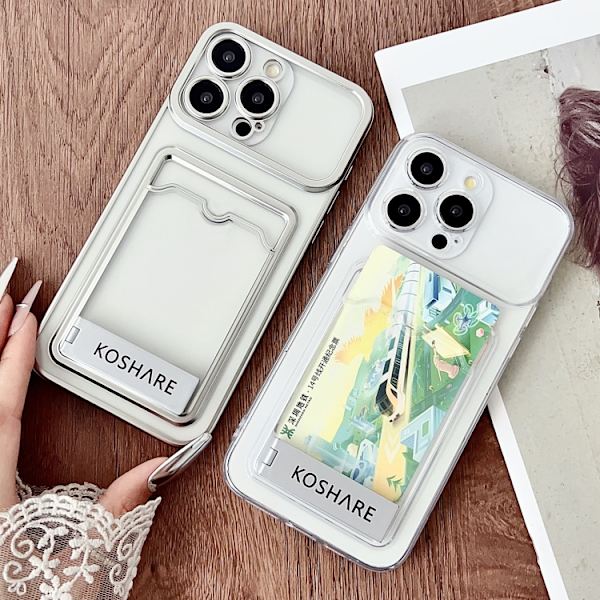 iPhone 16 Pro Max Electropläterad Kortväska TPU Skal Silver