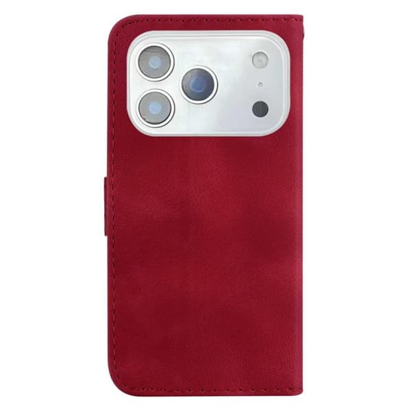 iPhone 18 Pro Max / iPhone 17 Pro Max Skal läderfodral med sju-formad präglad design Röd