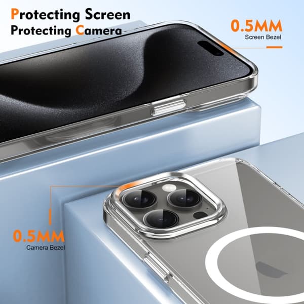 iPhone 16 Pro Max Ice Feel HD Transparent MagSafe PC Full Coverage Skal Vit
